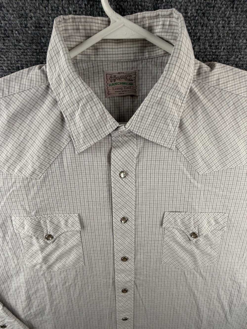 VTG H Bar C Ranchwear Western Shirt Pearl Snap USA Made Long Tail Long Sleeve